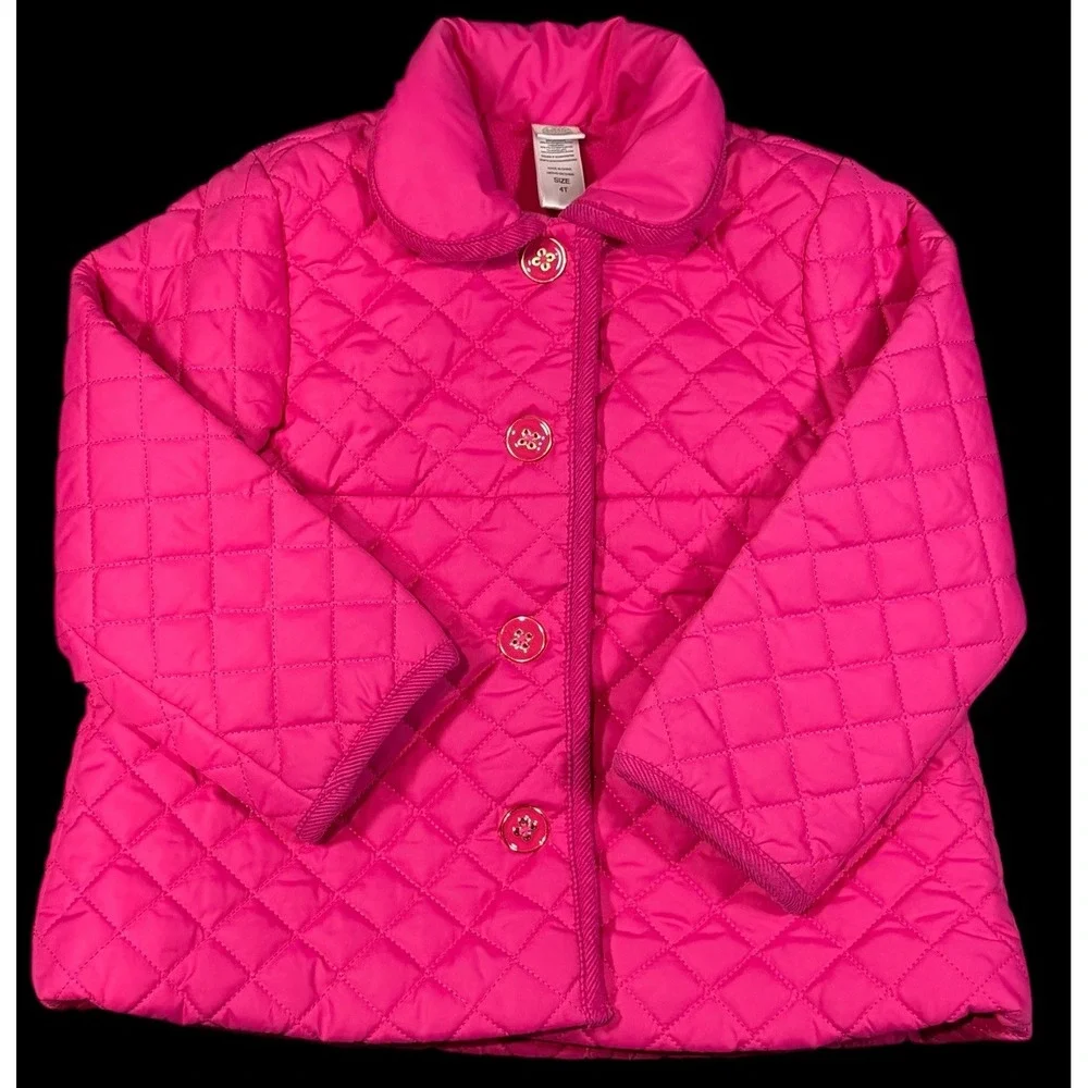 LITTLE ME Pink Quilted Jacket Coat Puffer Winter Fleece Toddler Youth Girls 4T